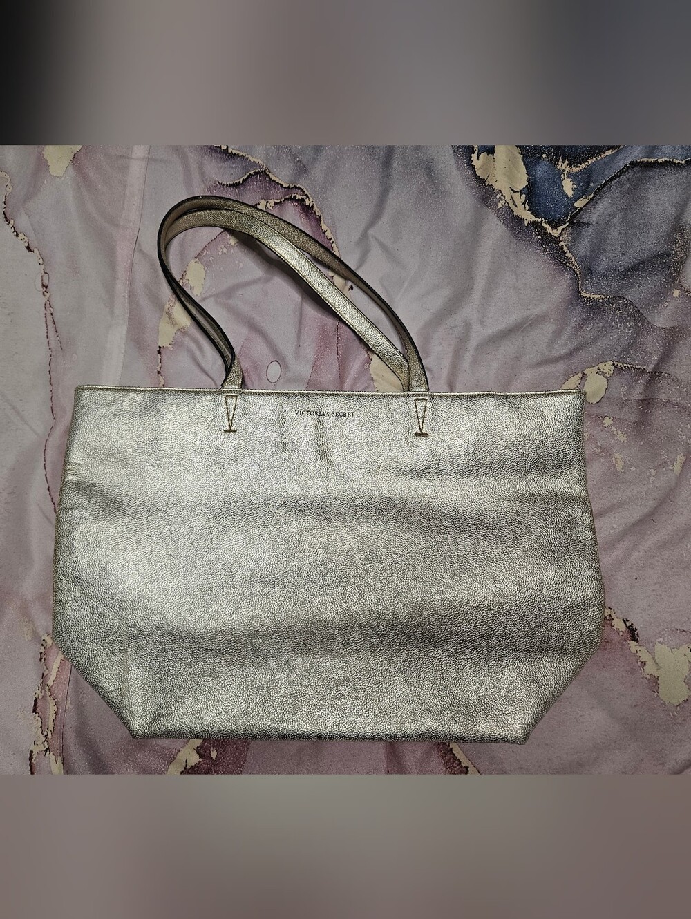Victoria's Secret Metallic Silver Shopper Tote